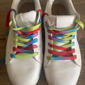 White Shoes with Rainbow Laces